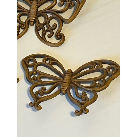 Vtg Syroco Homco Butterfly Plastic Wall Hanging Decor Set of 3 - Picture 3 of 7